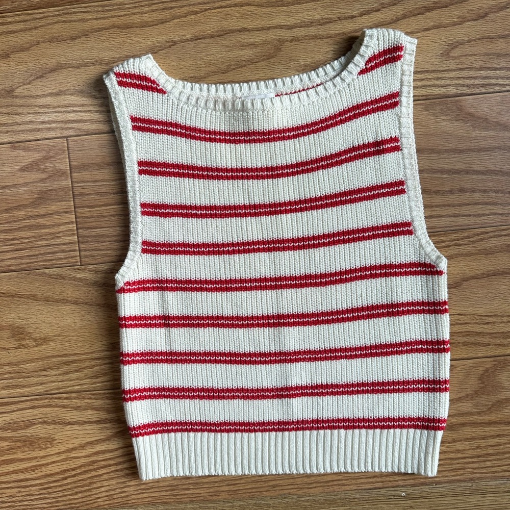 Song of Style Red and White Knit Top